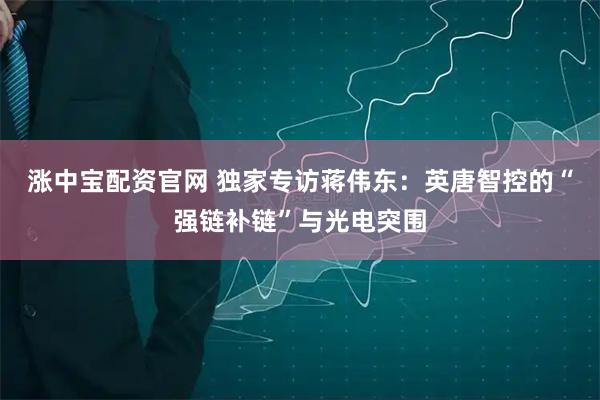 涨中宝配资官网 独家专访蒋伟东：英唐智控的“强链补链”与光电突围